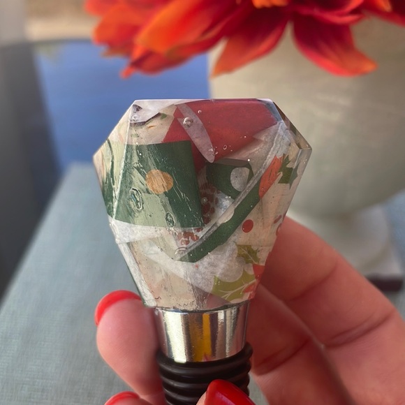 XMAS Handmade Festive Holiday Diamond Top Wine Stop Short - Picture 8 of 13